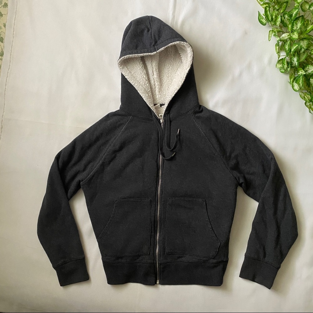 GAP Dark Gray Hoodie with Fleeced Sherpa Lining